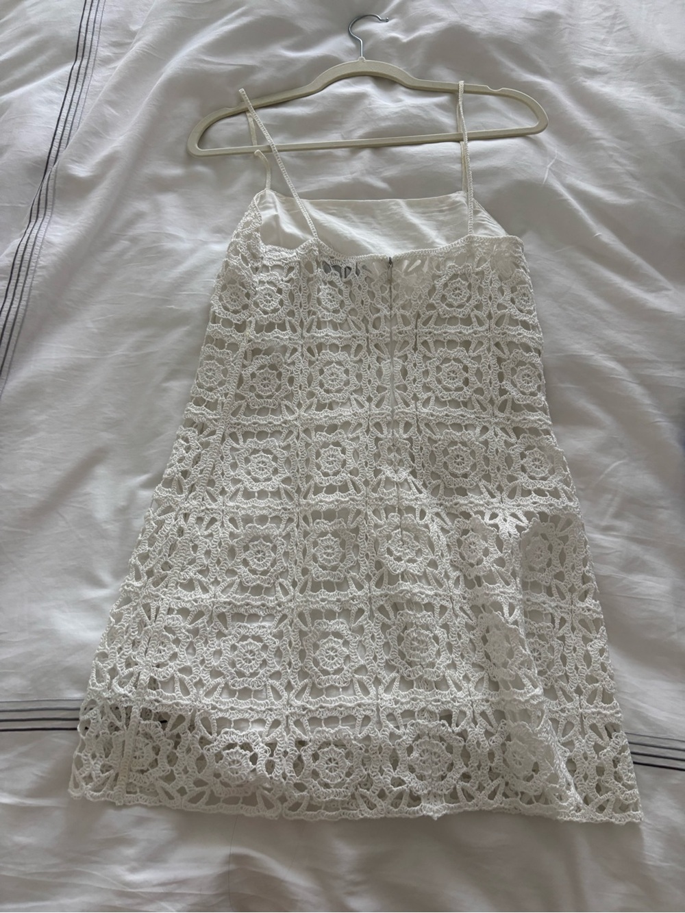 Zara White Crochet Lace Mini Dress - Picture 3 of 4